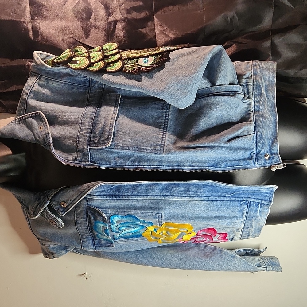 Gently worn denim sequenced jacket